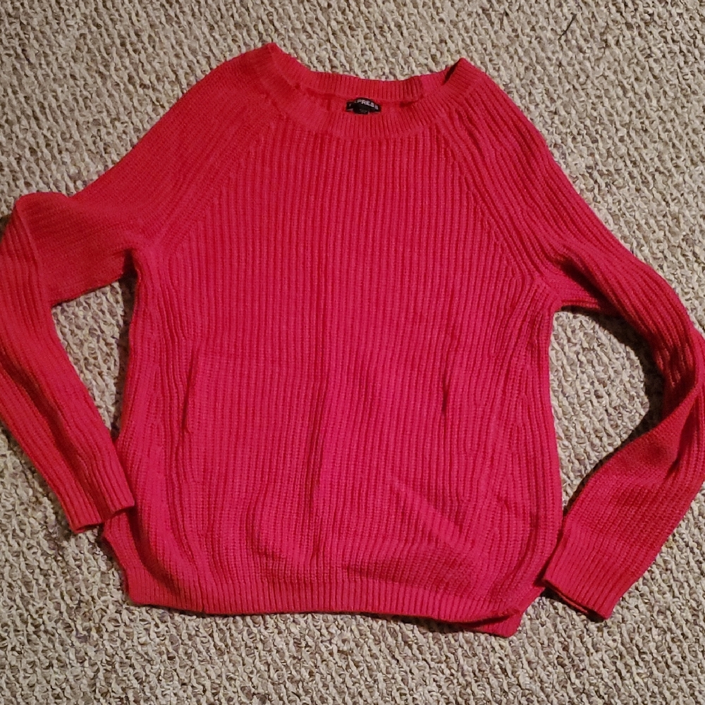 Express Vibrant Red Crew Neck Sweater